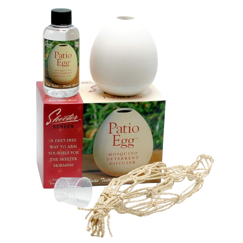 Skeeter Screen Patio Egg Diffuser â€“ Decorative Essential Oil Set with 3-Month Supply â€“ No Flame or Power â€“ Includes Beaker & Netting â€“ Patios, Garages, Stables â€“ Covers Up to 300 Sq Ft - Image 1